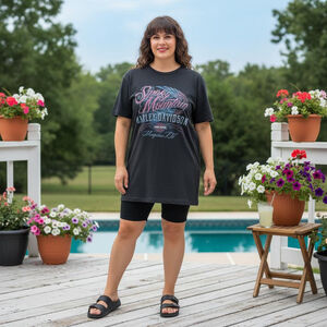 Women's Harley-Davidson Smoky Mountain Black Pink Blue Short Sleeve Tee M